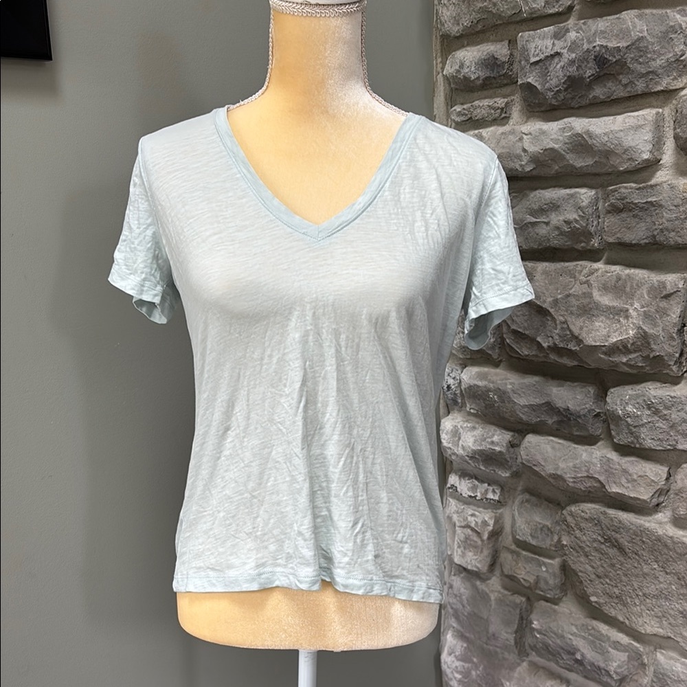 Light Green V-Neck Women Top, M, Madewell